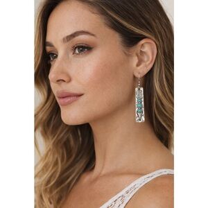 5/$15 🩷 MUST BUNDLE Turquoise Accent Silver Arrow Drop Earrings